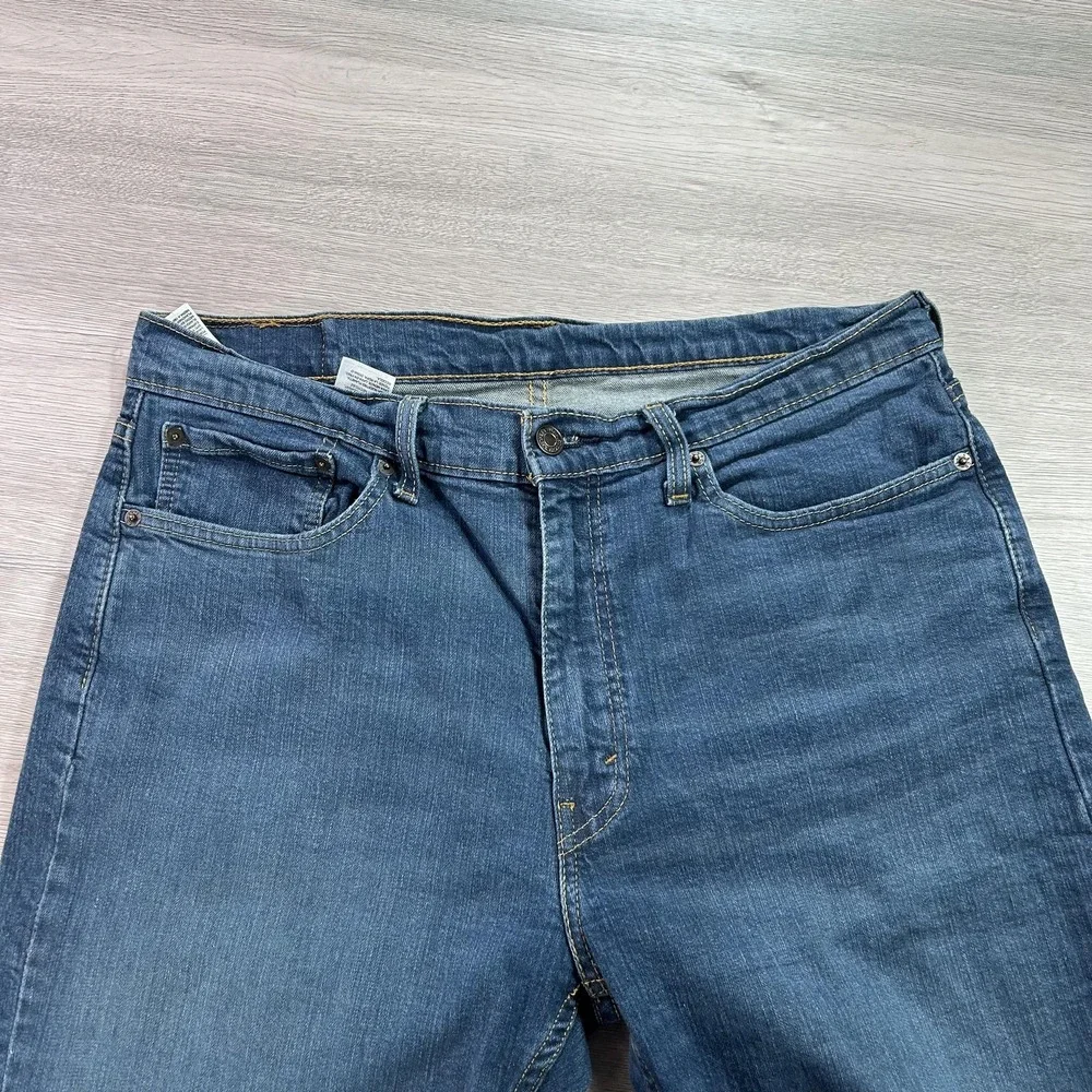 Levis 514 Jeans Mens 36x30 Blue Straight Leg Stretch Denim Classic Medium Wash ^
